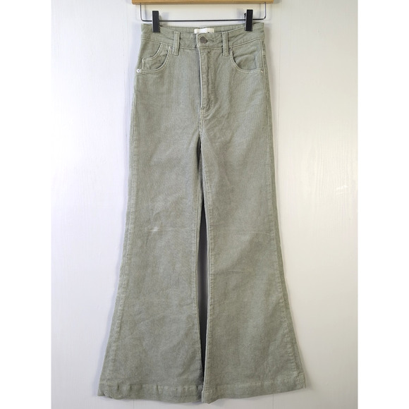 Rolla’s Eastcoast Flare Pants Women’s 26 (M 24x28.5) Corduroy Green High Rise - Picture 1 of 13